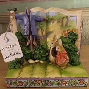 Jim Shore Beatrix Potter Peter & Benjamin - Scarecrow Storybook Figurine 6012486